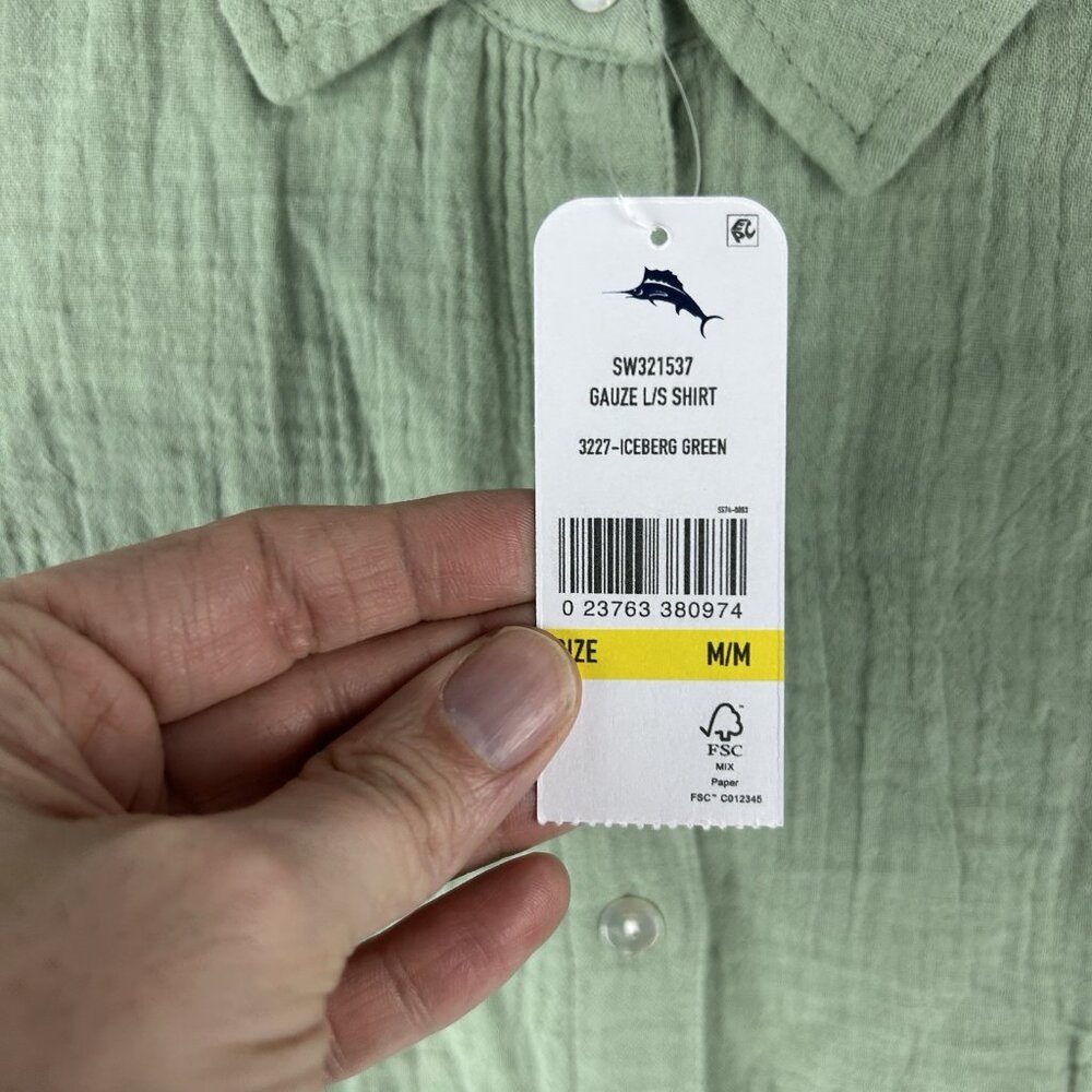 Tommy Bahama Shirt Womens M Green Island Gauze Long Sleeve Shirt Iceberg Green - Picture 4 of 10